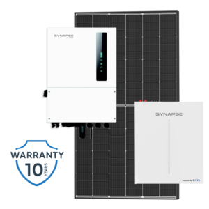 6KW SYNAPSE ULTRA HYBRID INVERTER, 5KW SYNAPSE BATTERY AND 6X 420W TRINA PANELS