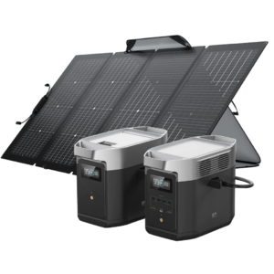 ECOFLOW DELTA 2 PORTABLE POWER STATION, SMART EXTRA BATTERY AND 220W BIFACIAL SOLAR PANEL